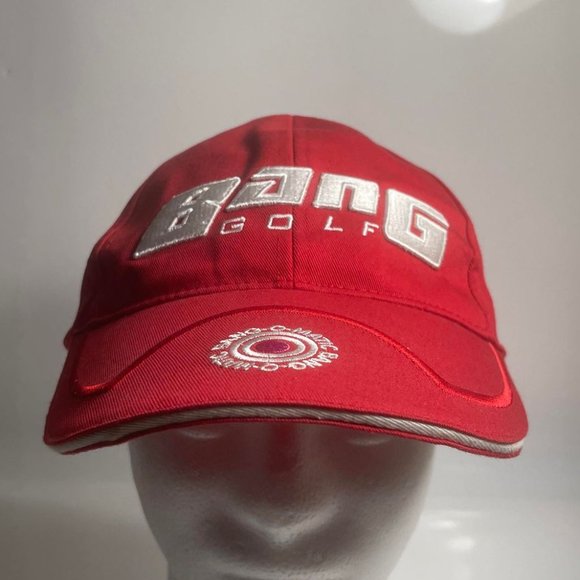 Bang Golf Gear Adjustable Embroidered Strapback Mens Golf Cap Red 100% Cotton - Picture 1 of 7